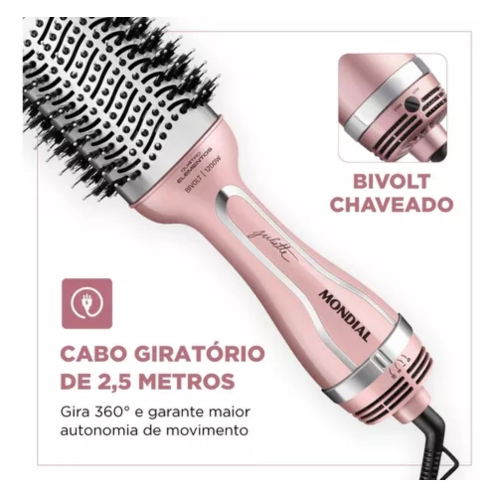 Escova Secadora E Alisadora Mondial Es-ju-01 Bivolt 1300w Escova Secadora E Alisadora Mondial Es-ju-01 Bivolt 1300w